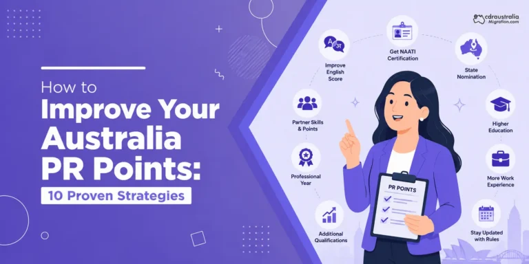Infographic illustrating strategies to boost your Australia PR points for skilled migration.